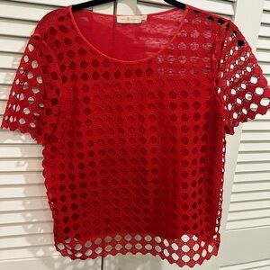 Tory Burch red cotton short sleeve top